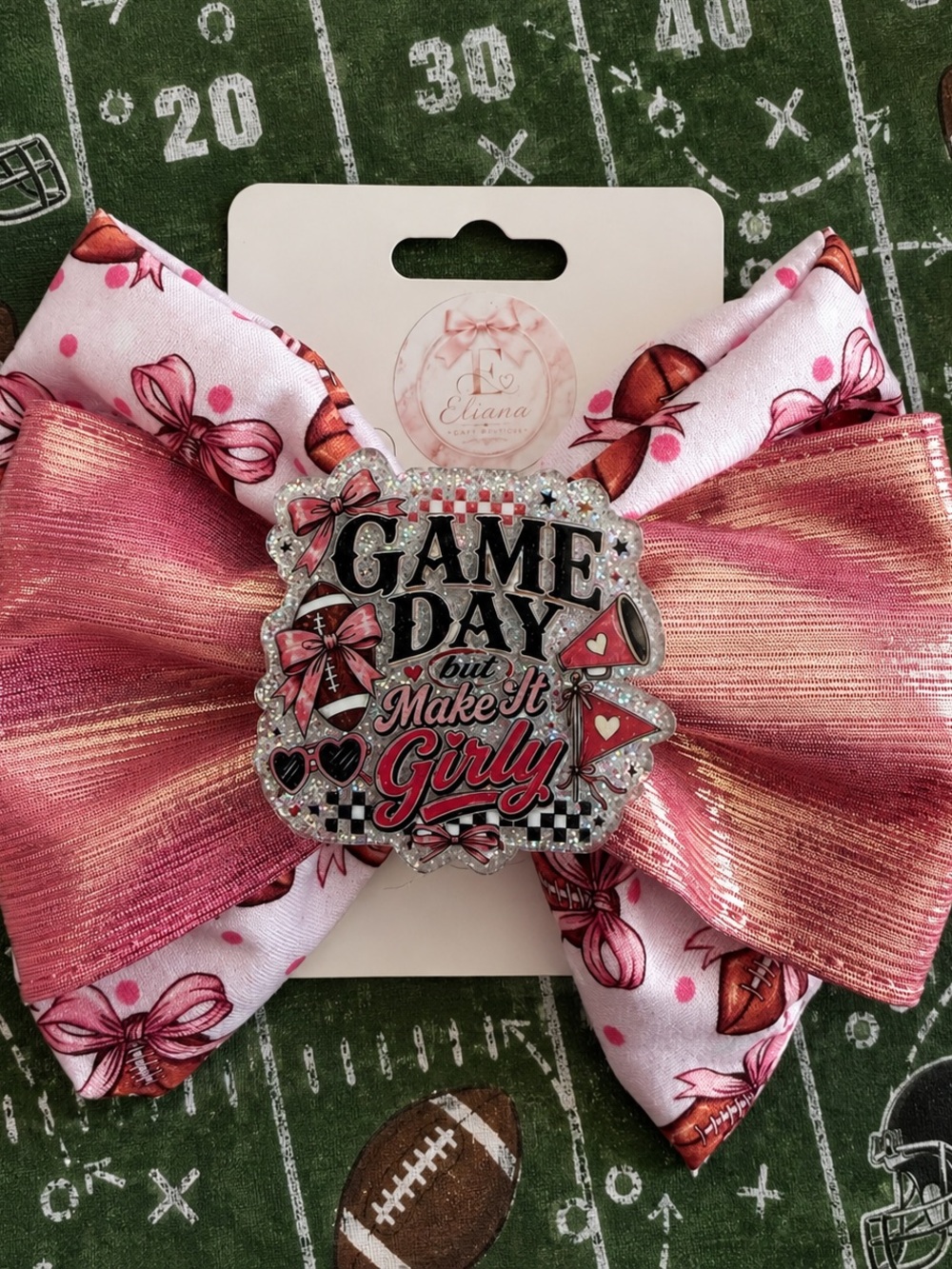 Pink "Game Day But Make It Girly" Hair Bow